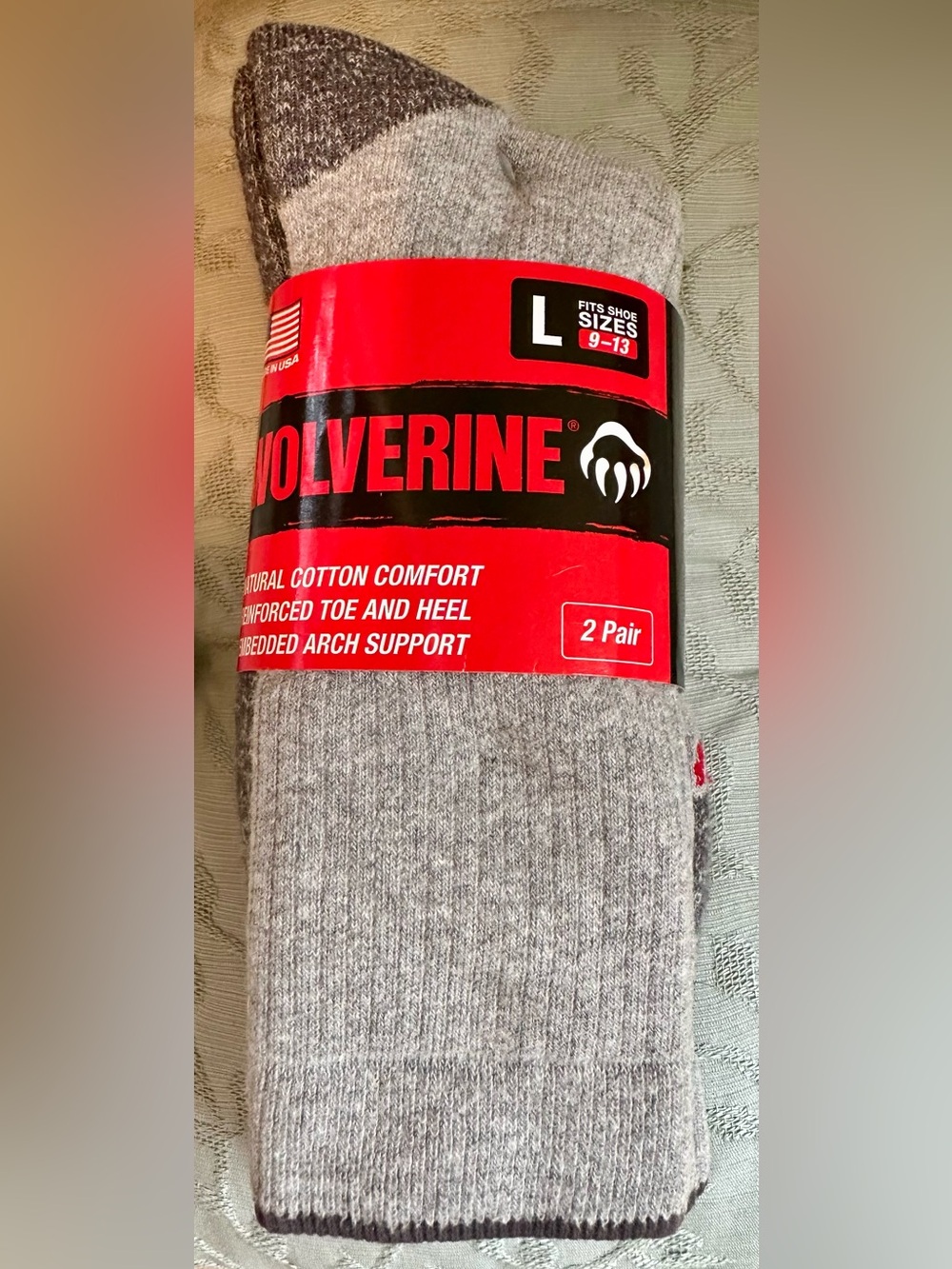 NWT Wolverine Grey Midcalf Work Socks - 2 Pack